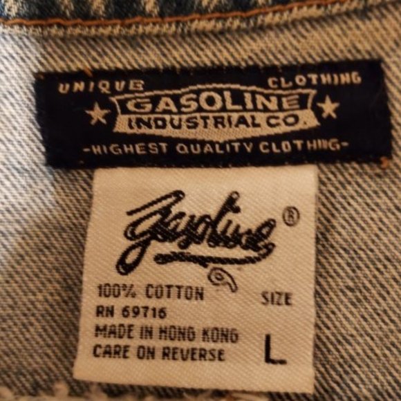 VINTAGE GASOLINE IND. C0.MEDIUM WASH EMBROIDERED DENIM VEST SIZE L - Picture 5 of 6
